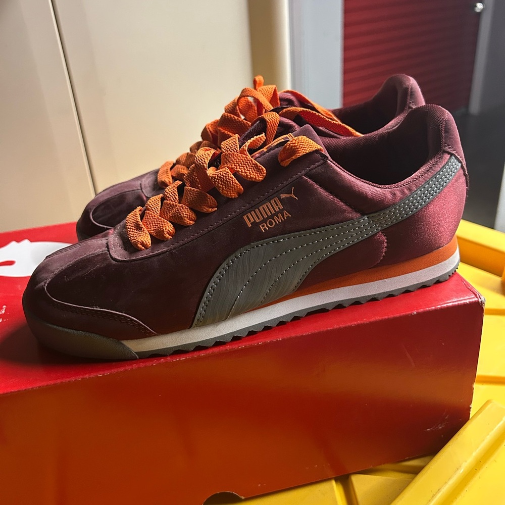 Puma Roma Maroon and Orange Sneakers